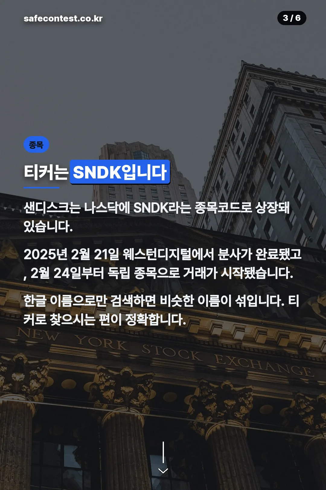 나스닥 티커 SNDK